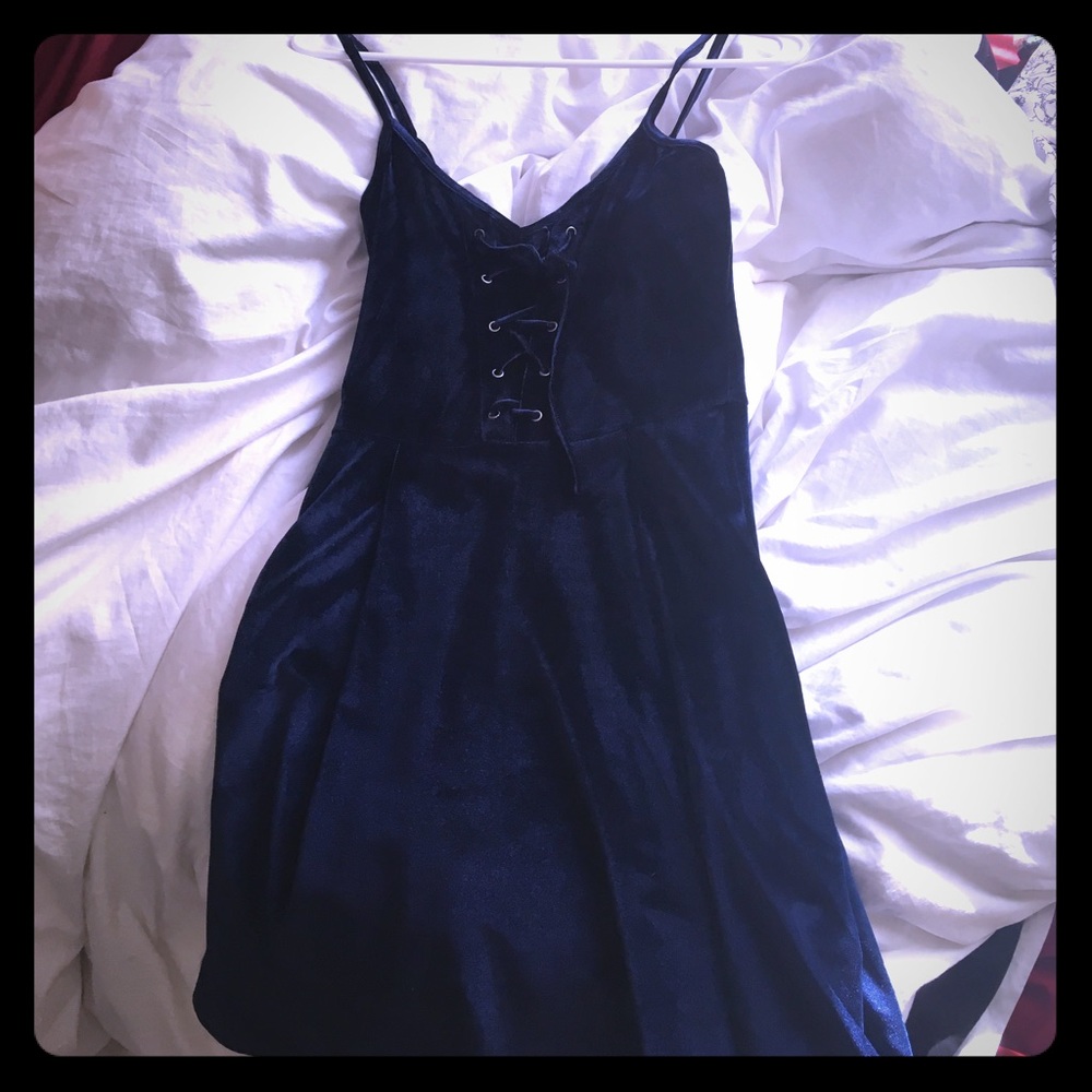 Midnight blue velvet dress
