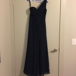 Bill Levkoff Chiffon Bridesmaid Gown, Navy- Size 2