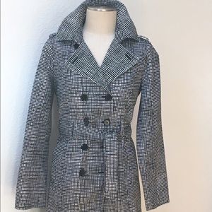 Final sale! $10! Black/white checkered raincoat.