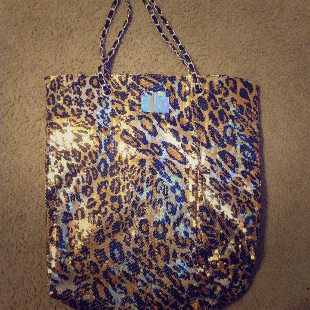 Leopard sequins tote🖤