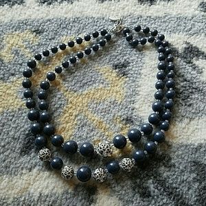 Navy Beaded Necklace