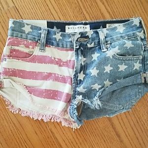 Bullhead red white and blue shorts