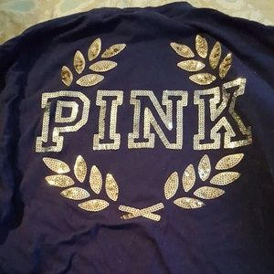 Pink navy blue long sleeve shirt