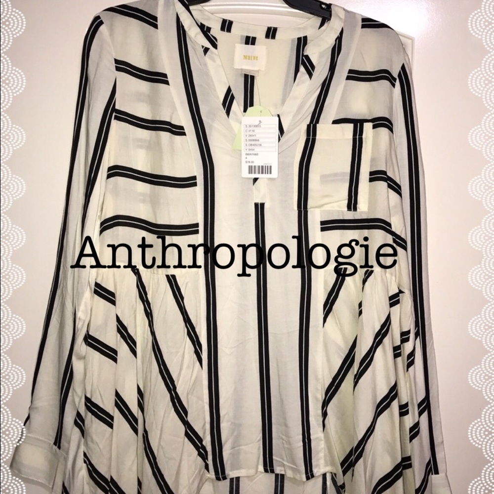 🖤NWT🖤Anthropologie Maeve black and ivory top