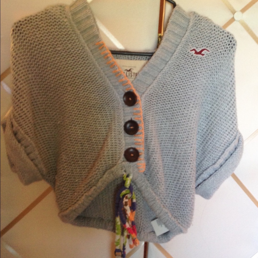 Hollister Grey Hoodie Cardigan half sweater