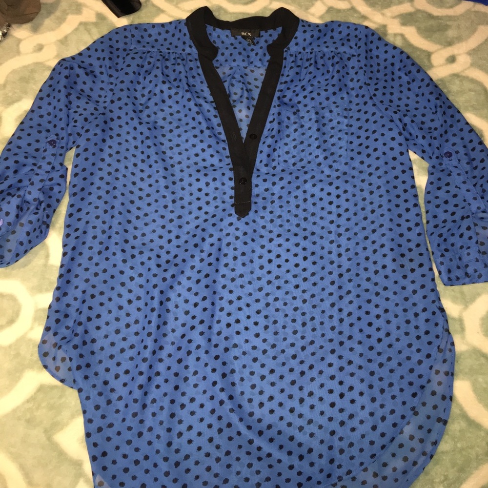 Blue dots 3/4 Sleeve Sheer Shirt