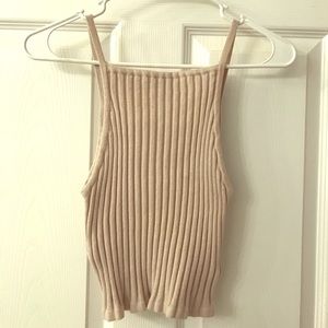 Tan stretchy crop top