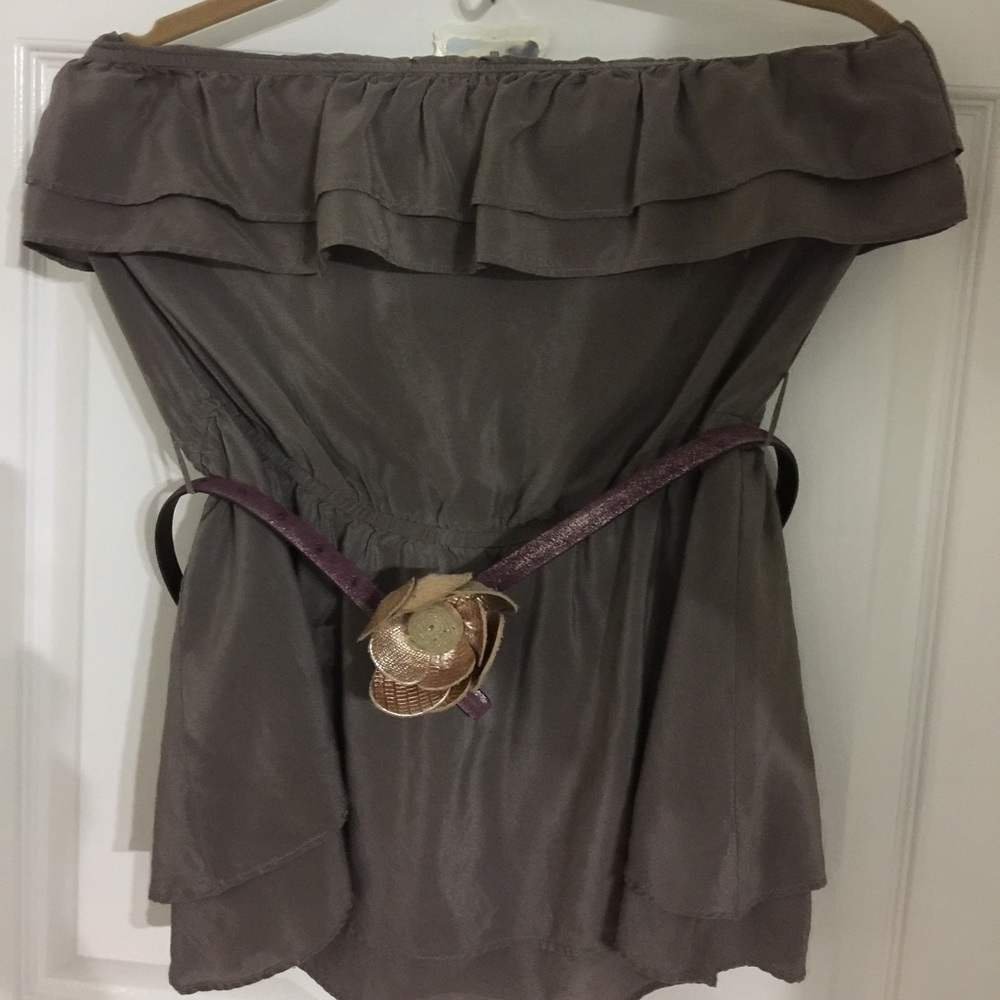 brown silk blouse