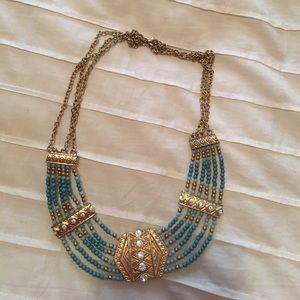 Turquoise and gold statement necklace
