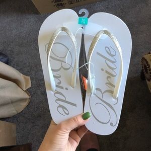 Bride glitter flip flops