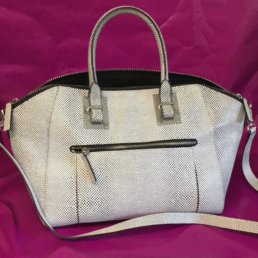 Henri Bendel black and white pebble handbag