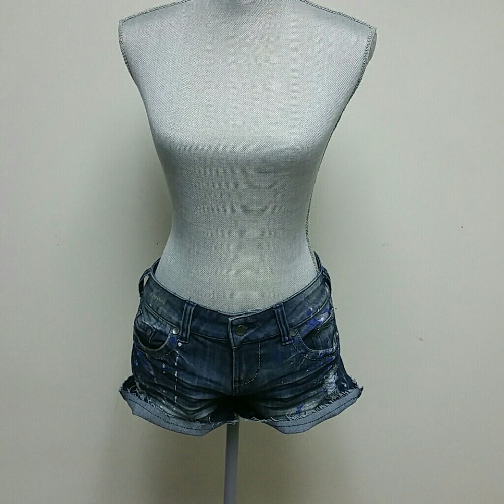 Splatter Denim Shorts