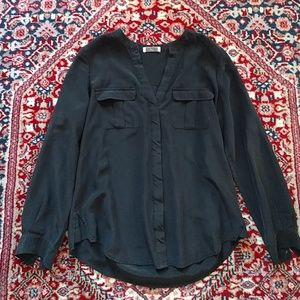 Black 100% Silk Joie Button Down Blouse