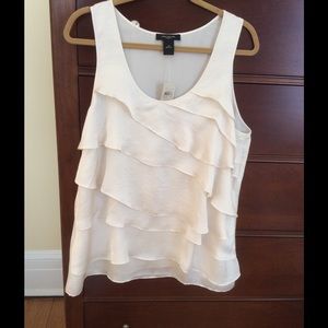 Ann Taylor Ruffled Top NWT Cream size 16