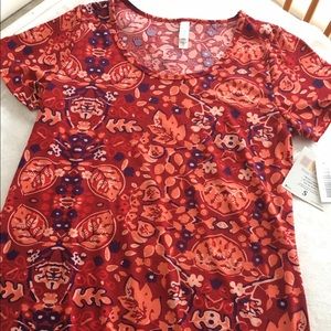 Lularoe Classic Tee orange and red flowers
