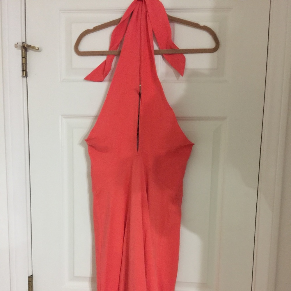 orange beautiful backless dress