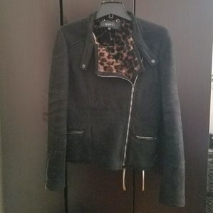 Gucci Suede Leopard shearling moto jacket