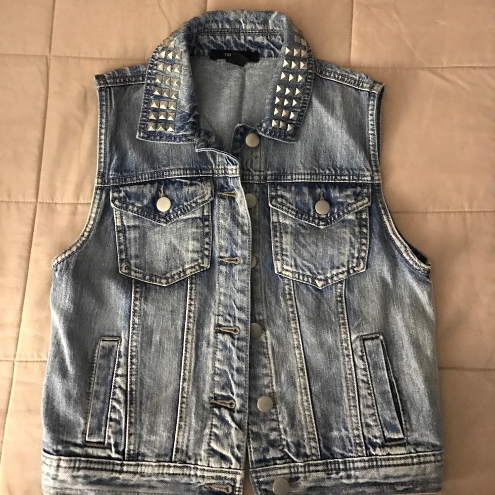 Forever 21 Studded Jean Vest