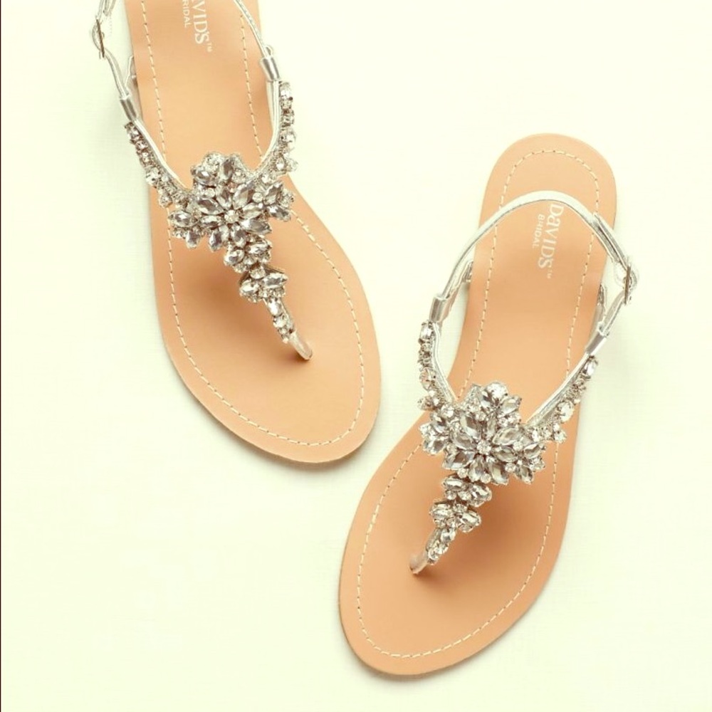 NEW! David's Bridal Crystal Rhinestone Sandals