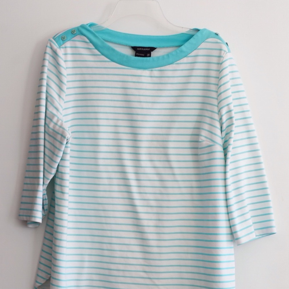 Tiffany Blue Striped Boatneck Top