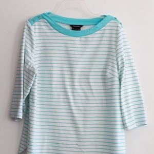 Tiffany Blue Striped Boatneck Top