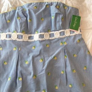 NWT Lilly P. Seersucker Strapless Dress Lemons-14