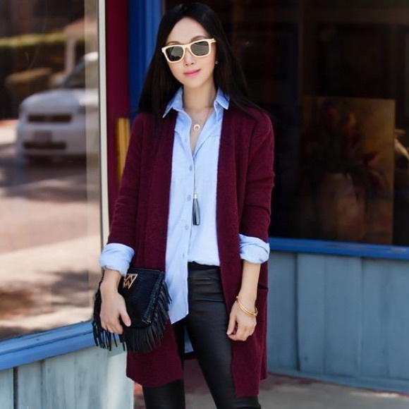 cotton wear Sweaters - Maroon long cardigan