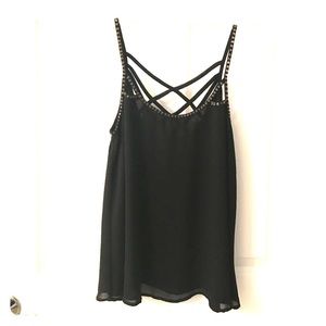 Black tank top with sequined details