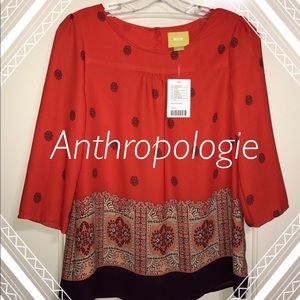 NWT Anthropologie Maeve Motif blouse top