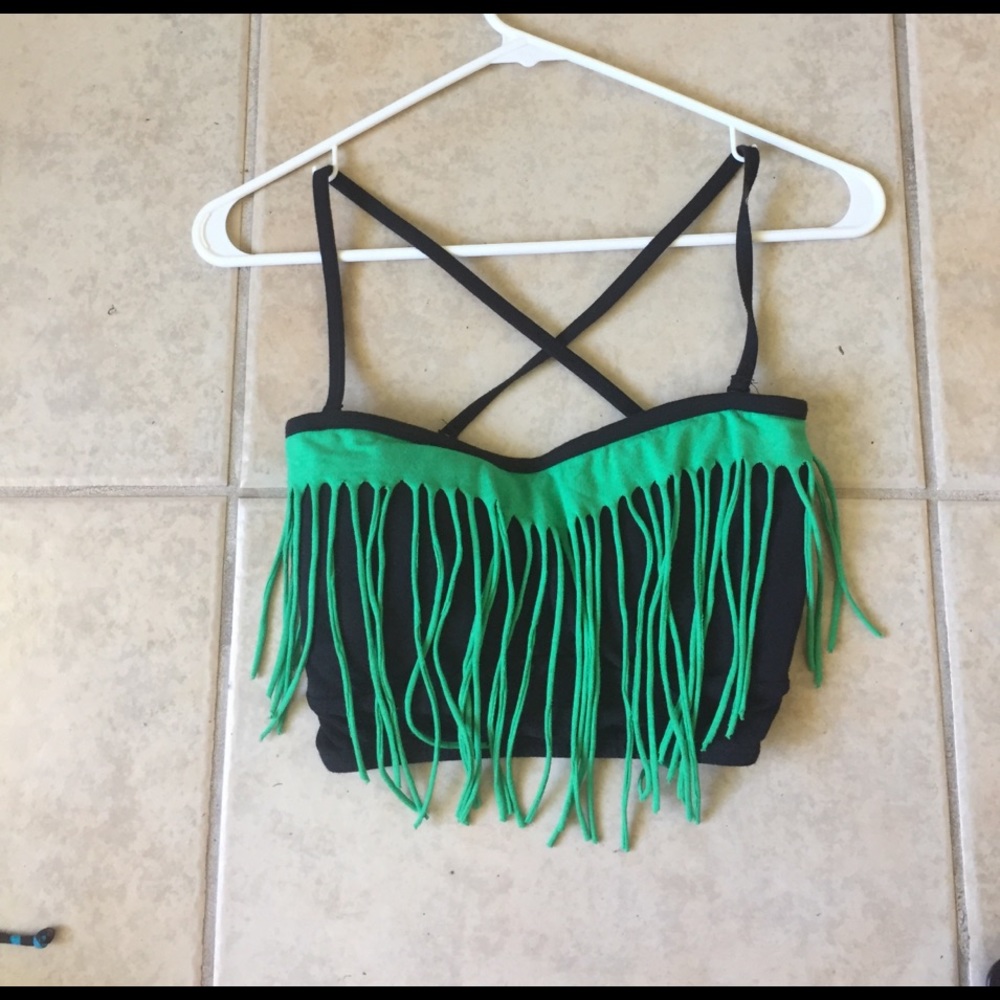 Crop top with green fringe