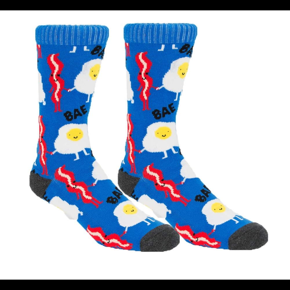 Bacon & Eggs Emoji Novelty Men Crew Socks 10-13