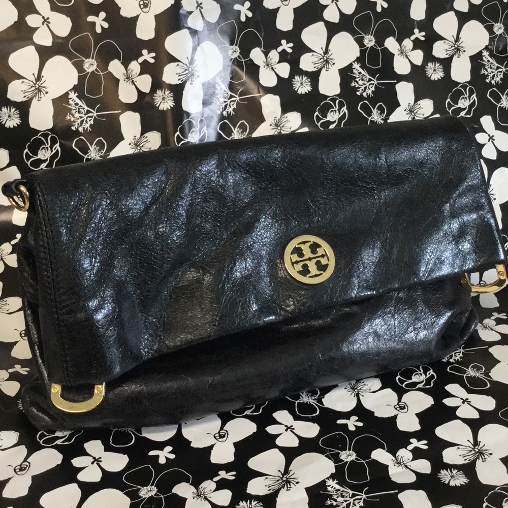 Tory Burch black lather clutch/crossbody