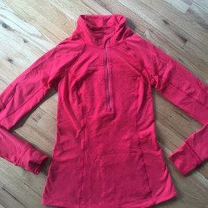 Red fleece lined running pull over