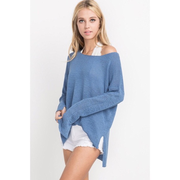 •BUY2/1FREE• Denim Blue Boatneck Lightweight Knit - Picture 2 of 6