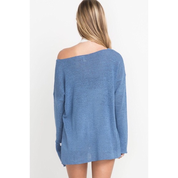 •BUY2/1FREE• Denim Blue Boatneck Lightweight Knit - Picture 3 of 6