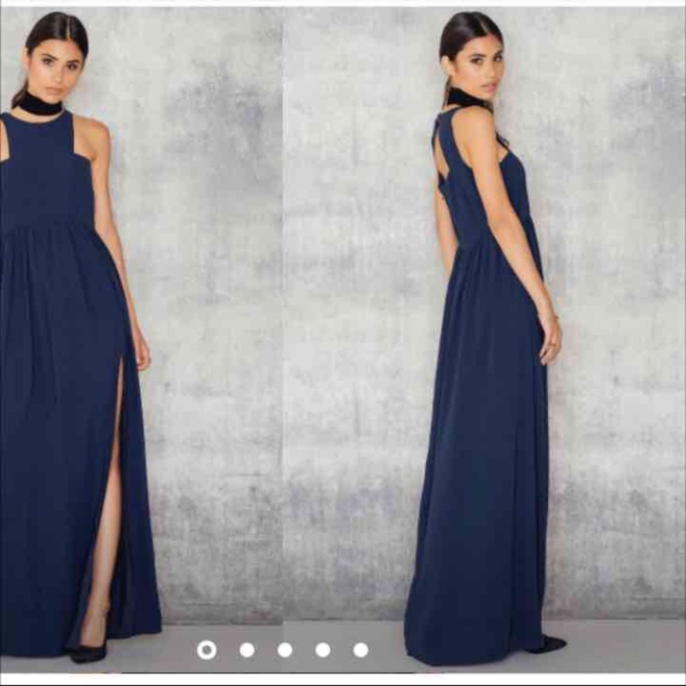 Navy blue maxi dress with cut out back