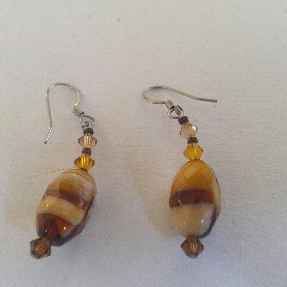 Bead earrings, pierced ears