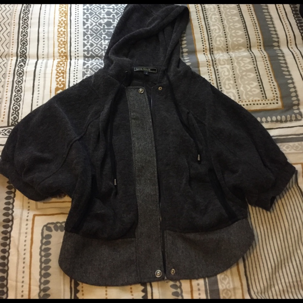 Women's Grey Short sleeved Hoodie