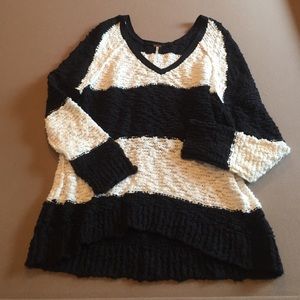 black & white free people sweater