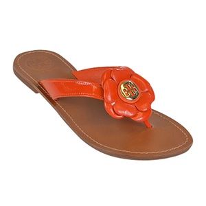 Tory Burch Orange Flower Thong Sandals Size 7.5.