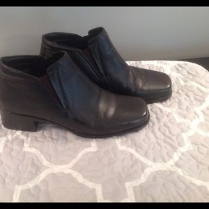 Brown leather -like booties.  Size 7.5