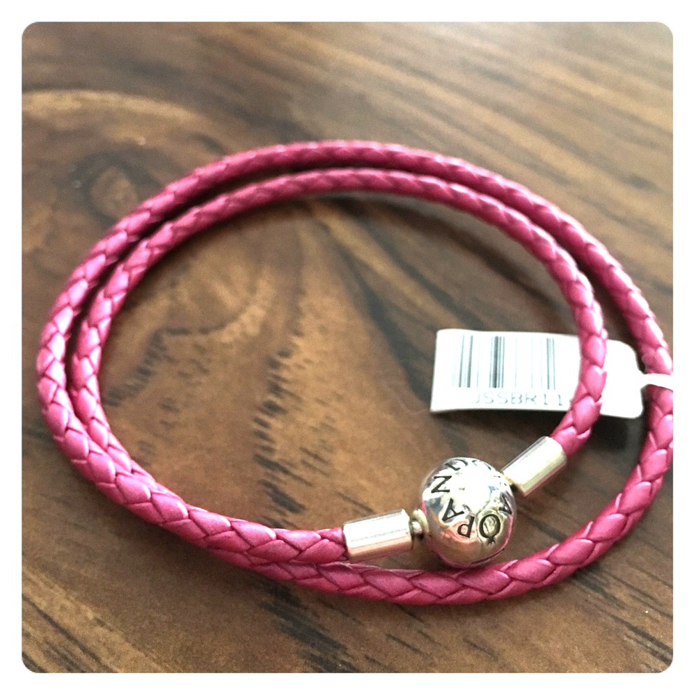 Pink Leather Pandora Bracelet