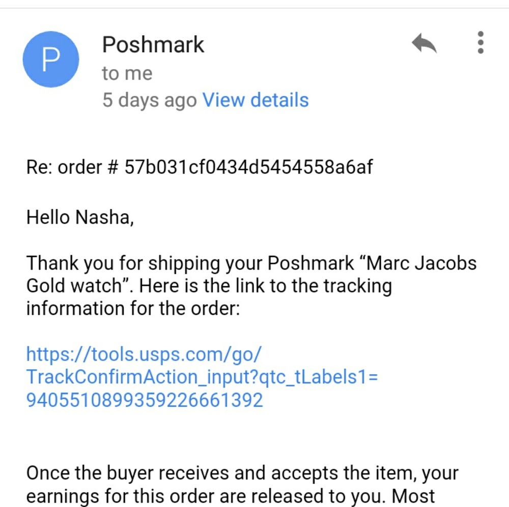 Shipping info for marc jacobs watch