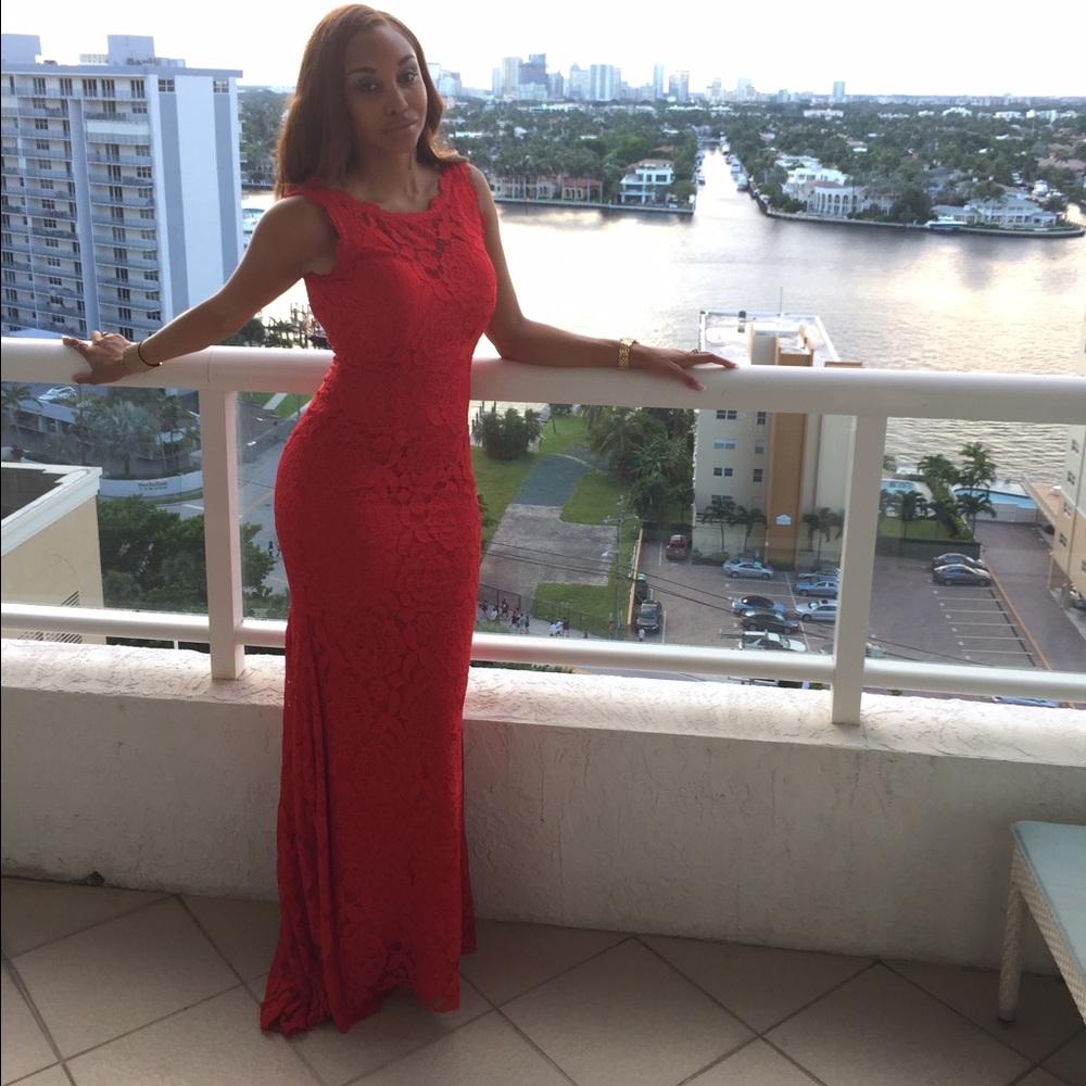 Red lace dress