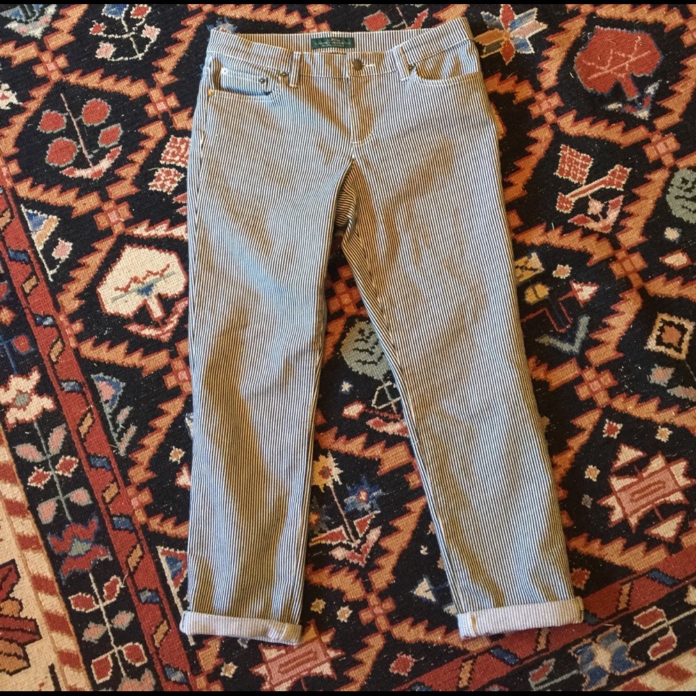 Lauren Jeans Co. Railroad Stripe Crop Jeans