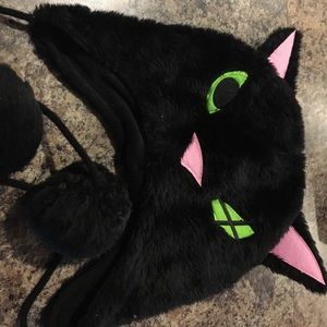 Angry Kitty beanie with Pom Pom
