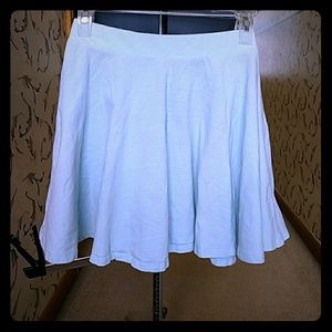 Light Blue and White Striped Skater Skirt