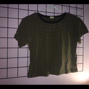 Green and black striped crop top//