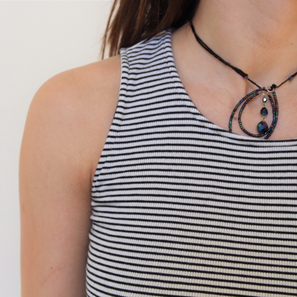 ❗️SOLD❗️Striped Cross Detail Tank Top