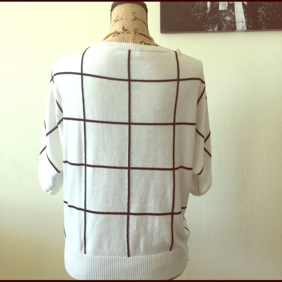 NWOT New York & Company White Shirt Black Squares - Picture 2 of 5